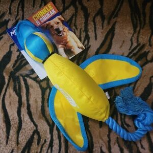 Nerf Dog Yellow and Blue Crinkle & Squeak Toy Large New Ea.